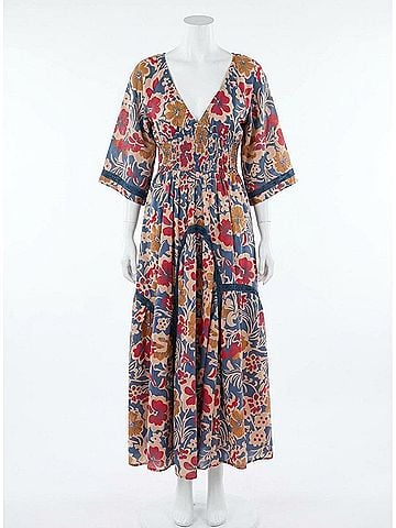 Free People Printed Dixie Maxi Dress in Vintage Indigo Combo (view 1)