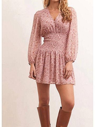Z Supply Adelaide Floral Mini Dress in Shadow Mauve (view 2)