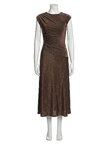 Maggy London Cap Sleeve Metallic Dress in Copper (view 1)