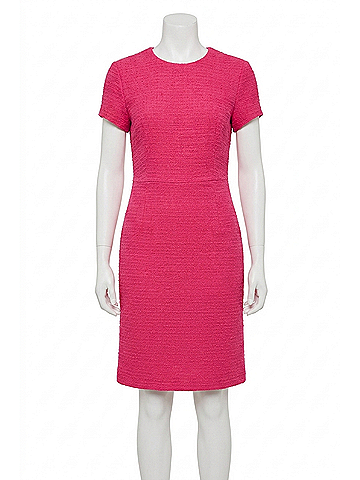 Joseph Ribkoff Short Sleeve Woven A-Line Dress in Pink Boucl?© (view 1)