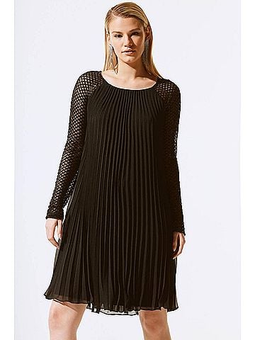 Joseph Ribkoff Pleated Chiffon Sequined Party Dress in Black (view 2)