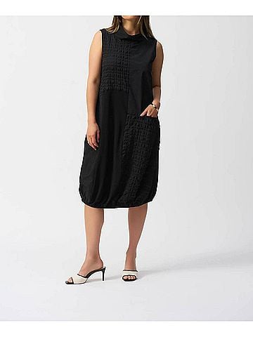 Joseph Ribkoff Bubble Jacquard Sleeveless Cocoon Dress in Black (view 2)