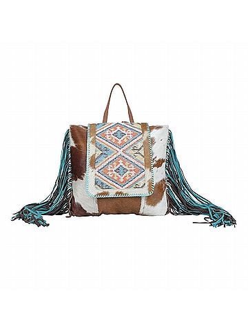 Myra Bag Women's Handcrafted Southwestern Rug Backpack in Vanilla/Pink (view 1)
