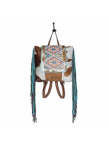 Myra Bag Women's Handcrafted Southwestern Rug Backpack in Vanilla/Pink (view 2)