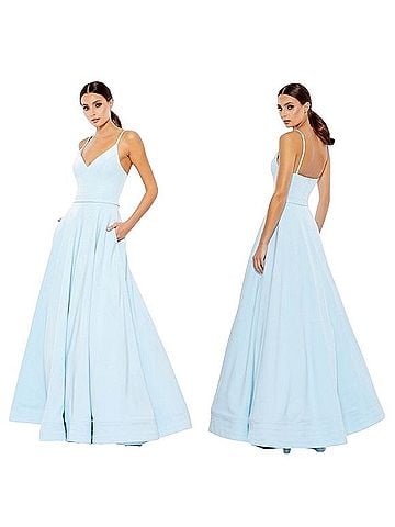 Mac Duggal V Neck Crepe Ballgown Cocktail Dress (view 1)