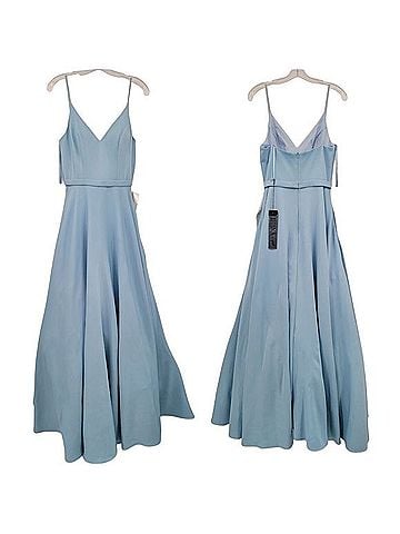 Mac Duggal V Neck Crepe Ballgown Cocktail Dress (view 2)