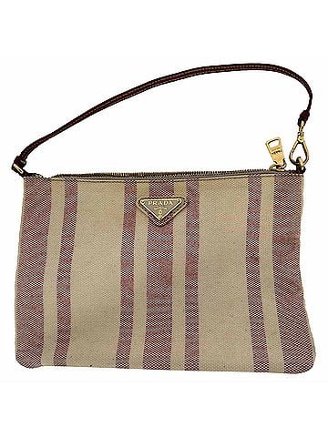 Prada Prada Striped Triangle Logo Pouch in Multicolor Canvas (view 1)