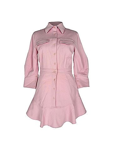 Brandon Maxwell Brandon Maxwell Piqué Mini Shirt Dress in Pink Cotton (view 1)