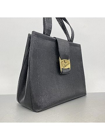 Salvatore Ferragamo Salvatore Ferragamo Vara Leather Handbag, Black, Women's (view 2)