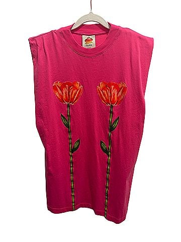 FARM Rio Pink Tropical Rose Padded Shoulders Mini Casual Dress (view 2)