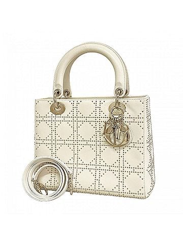 Christian Dior Christian Dior handbag, Cannage Lady Dior, leather, ivory, 2-way bag for women. (view 1)