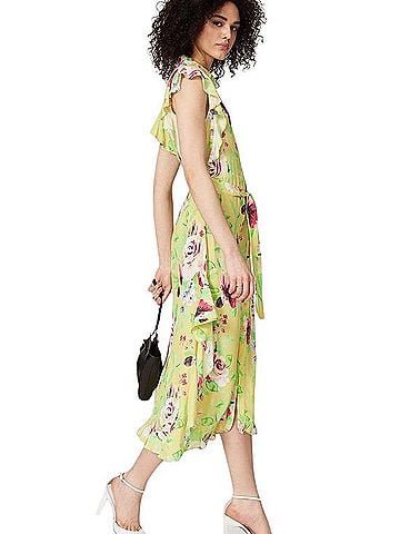 Marissa Webb Button Front Ruffle MIDI Dress Casual Dress (view 2)