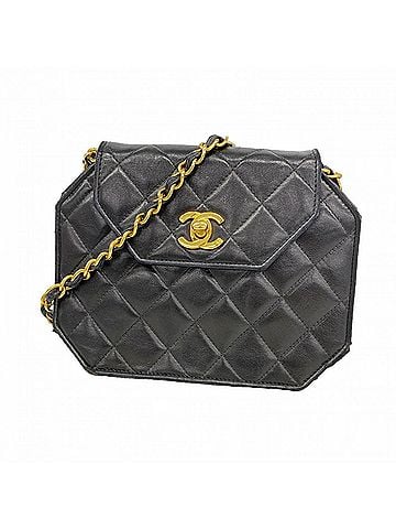Chanel Chanel Matelassé Chain Shoulder Bag, Lambskin, Black, Women's (view 1)