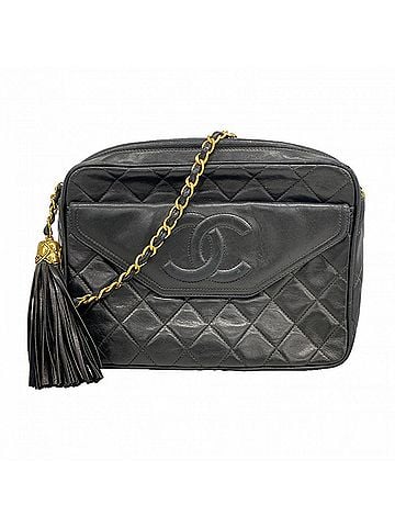 Chanel Chanel Matelassé Shoulder Bag with Chain Strap, Lambskin, Black, Women's (view 1)