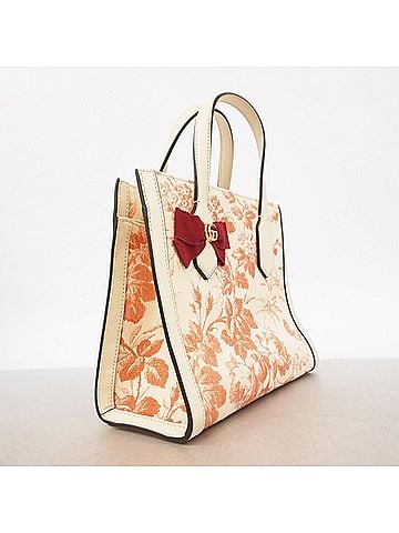 Gucci Gucci handbag, GG ribbon design, 443089, canvas, ivory/red, women's. (view 2)
