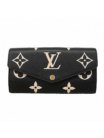 Louis Vuitton Louis Vuitton Monogram Empreinte Bicolor Portefeuille Sarah Long Wallet M80496 Black Beige Women's (view 1)