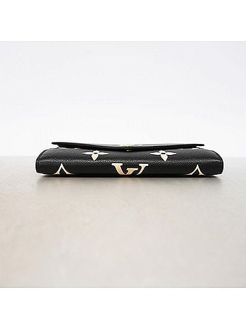 Louis Vuitton Louis Vuitton Monogram Empreinte Bicolor Portefeuille Sarah Long Wallet M80496 Black Beige Women's (view 2)