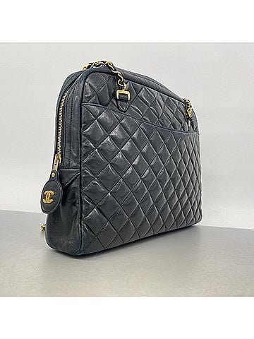 Chanel Chanel Matelassé Chain Shoulder Bag, Lambskin, Black, Women's (view 2)