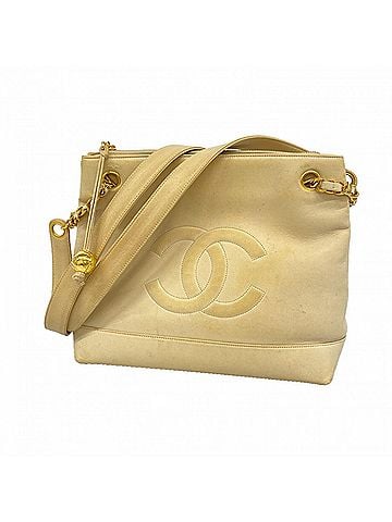 Chanel Chanel Shoulder Bag, Chain Shoulder, Leather, Beige, Women's (view 1)