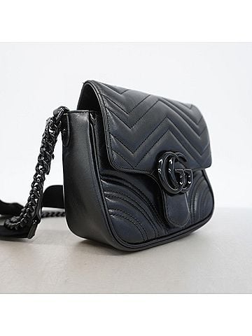 Gucci Gucci GG Marmont 739681 Leather Handbag, Black, 2-way Bag for Women (view 2)