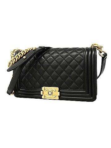 Chanel Chanel Boy Shoulder Bag, Lambskin, Black, Women's (view 1)
