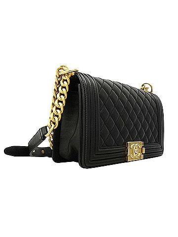 Chanel Chanel Boy Shoulder Bag, Lambskin, Black, Women's (view 2)
