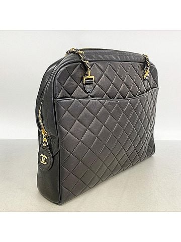 Chanel Chanel Matelassé Chain Shoulder Bag, Lambskin, Black, Women's (view 2)