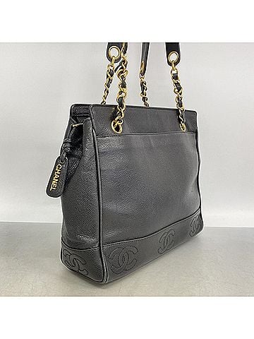 Chanel Chanel Triple Coco Caviar Leather Tote Bag - Chain Black Women's (view 2)