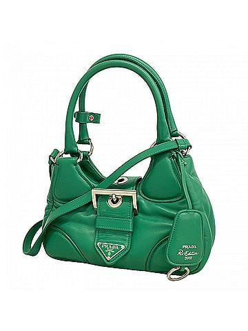 Prada Prada Moon Leather Handbag, Green, 2-way Bag for Women (view 1)