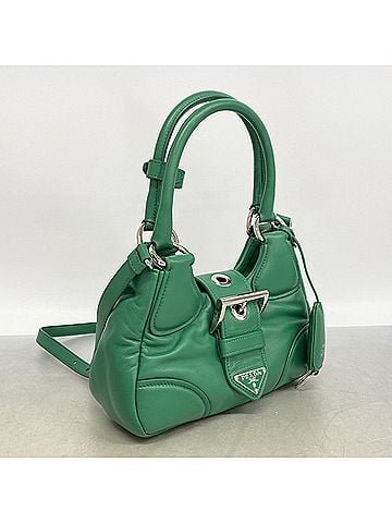 Prada Prada Moon Leather Handbag, Green, 2-way Bag for Women (view 2)