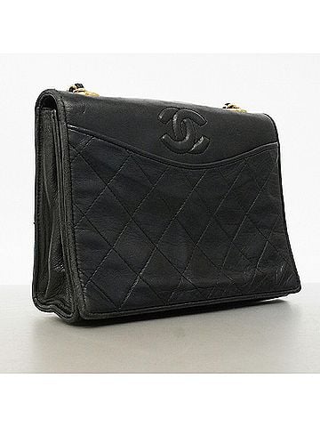 Chanel Chanel Matelassé Chain Shoulder Bag, Lambskin, Black, Women's (view 2)