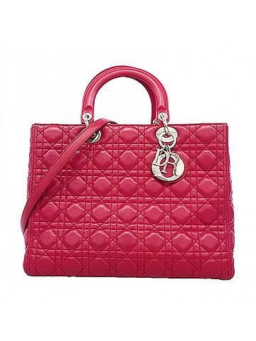 Christian Dior Christian Dior handbag, Cannage Lady Dior, leather, red, 2-way bag for women. (view 1)