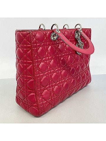Christian Dior Christian Dior handbag, Cannage Lady Dior, leather, red, 2-way bag for women. (view 2)