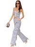 Avec Les Filles Floral Blue White Cargo Pants Size 24 - photo 2