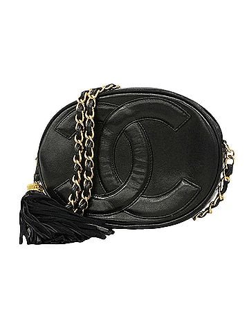 Chanel Chanel Shoulder Bag with Chain Strap, Lambskin, Black, Women's (view 1)