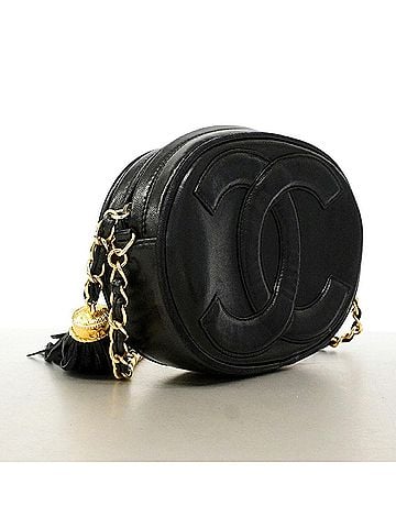 Chanel Chanel Shoulder Bag with Chain Strap, Lambskin, Black, Women's (view 2)
