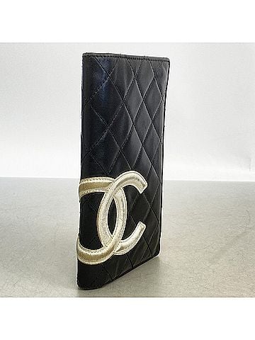 Chanel Chanel Cambon Lambskin Long Wallet, Black, Women's (view 2)