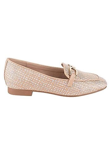 Tahari Women’s Beige Patterned Gold Tone Slip On Vegan Loafers Flats (view 2)