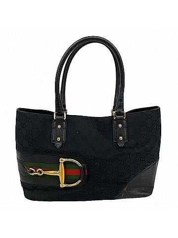 Gucci Gucci GG Canvas Sherry Line Horsebit Tote Bag 137385 Black Women's (view 1)