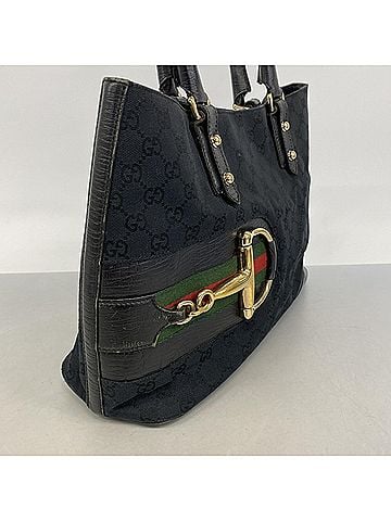 Gucci Gucci GG Canvas Sherry Line Horsebit Tote Bag 137385 Black Women's (view 2)
