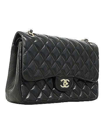 Chanel Chanel Shoulder Bag, Large Matelassé, Double Flap, Chain, Lambskin, Black, Women's (view 2)