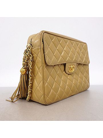 Chanel Chanel Matelassé Shoulder Bag with Chain Strap, Brilliant Lambskin, Beige, Women's (view 2)