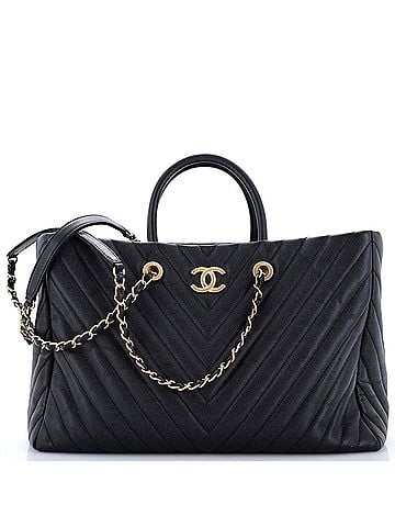 Chanel Coco Handle Shopping Tote Chevron Caviar Large (view 1)