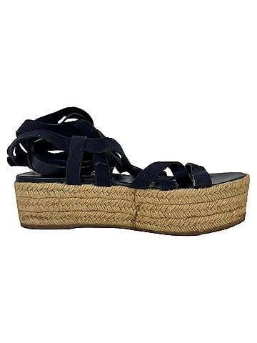 Miu Miu Miu Miu Strappy Espadrille Platform Sandals in Navy Blue Leather and Suede (view 1)