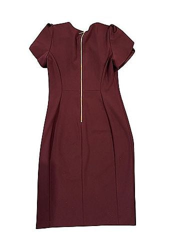 Calvin Klein Plum Midi Sheath Dress with Puff Sleeves Cocktail Dress (view 2)