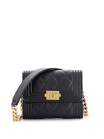 Chanel Boy Coin Purse with Chain Quilted Caviar Mini (view 1)