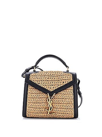 Saint Laurent Cassandra Top Handle Bag Raffia with Leather Mini (view 1)