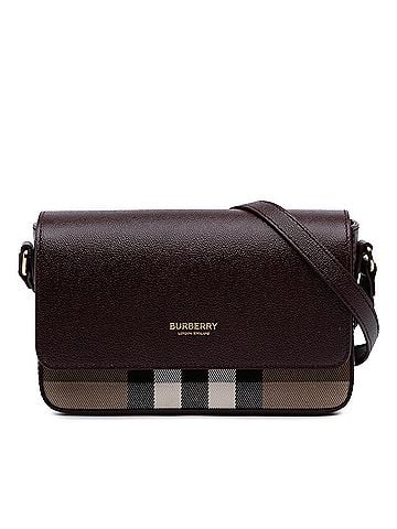Burberry Leather and House Check Canvas Hampshire Crossbody (view 1)