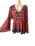 Nostalgia 100% Rayon Floral Red Long Sleeve Blouse Size M - photo 1