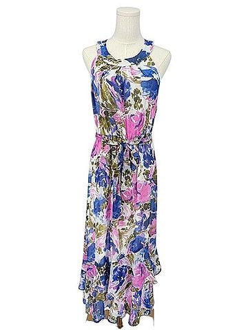 Calvin Klein Watercolor Floral Tiered Halter Midi Dress Casual Dress (view 1)